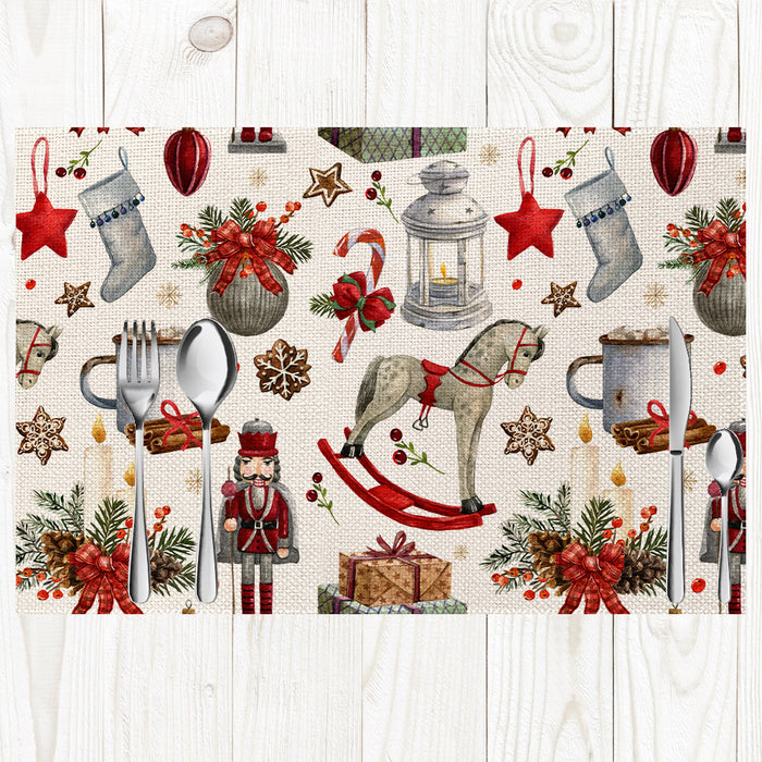 Wholesale Place Mat Linen Christmas Stain Resistant Sturdy Dining Table Mat MOQ≥2 JDC-PS-MuX001