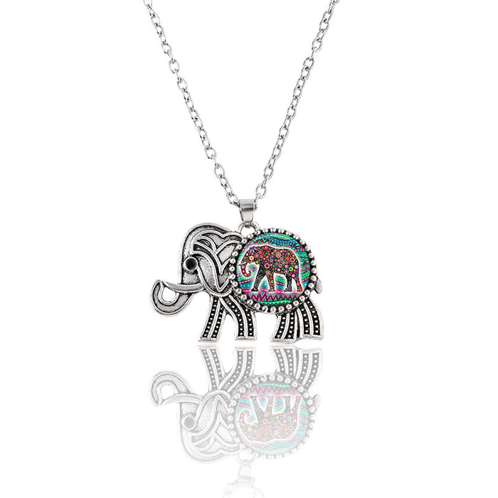 Wholesale Necklaces Alloy Vintage Engraved Elephant Jewelry Set MOQ≥2 JDC-NE-Fangt006