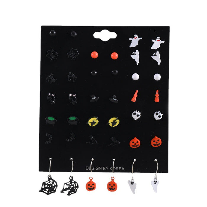 Wholesale Earring Alloy Halloween Pumpkin Spider Earrings Set MOQ≥3 JDC-ES-LanT013