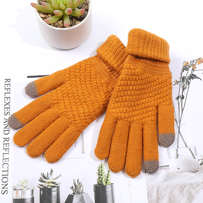 Wholesale Gloves Acrylic Solid Color Thickening Touch Screen Outdoor MOQ≥2 JDC-GS-JiaT008
