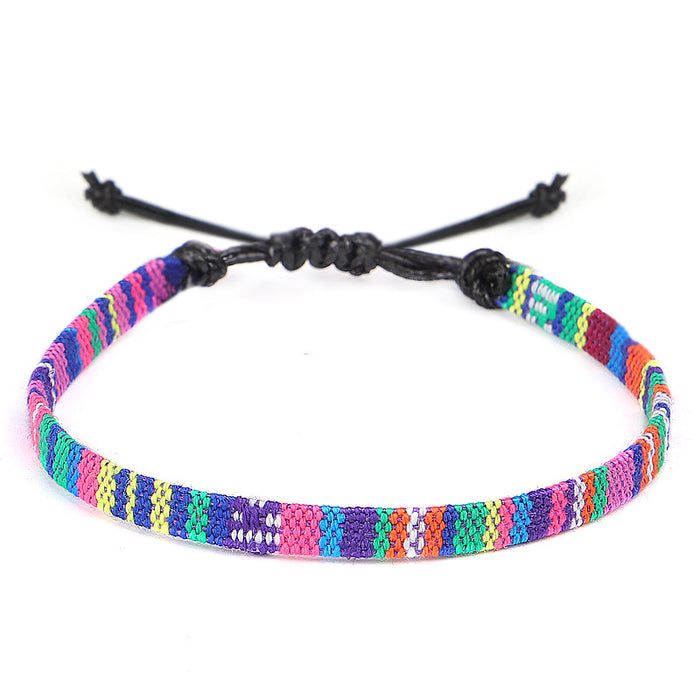 Wholesale Anklet Boho Anklet Hand Braided Rainbow Color Anklet LGBT MOQ≥3 JDC-AS-QiuX001