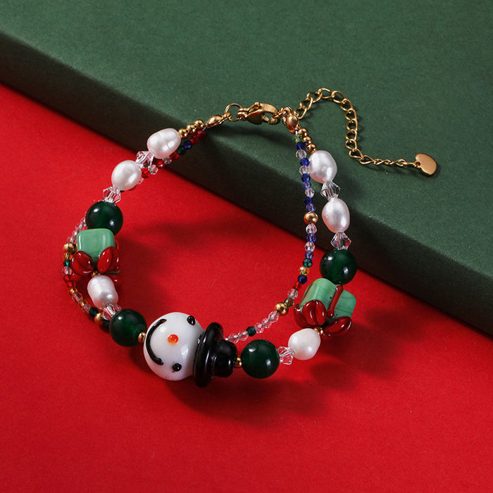 Wholesale Necklace Freshwater Pearl Christmas Colorful Beaded Bracelet Earrings Set JDC-NE-RuiX001