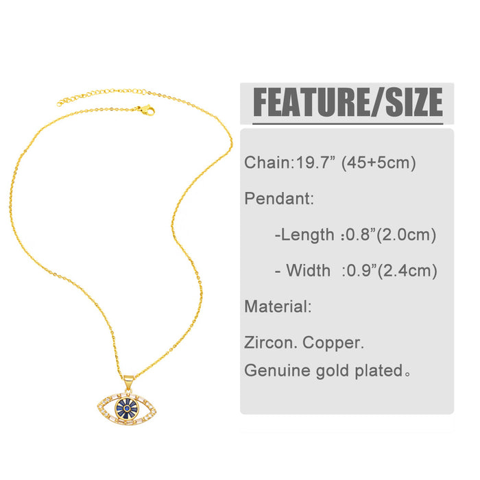 Wholesale Necklace Copper Plated 18K Gold Zircon Devil's Eye Colored JDC-PREMAS-NE-005