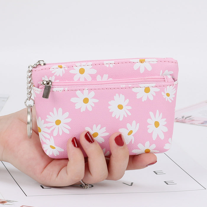 Wholesale PU Leather Daisy Coin Purse Keychain Wallet JDC-KC-ShMei002