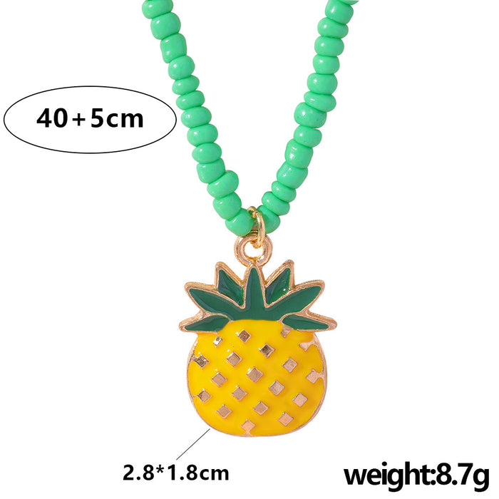 Wholesale Necklace Alloy Kids Cute Pineapple Beaded Necklace MOQ≥2 JDC-NE-ZJ042