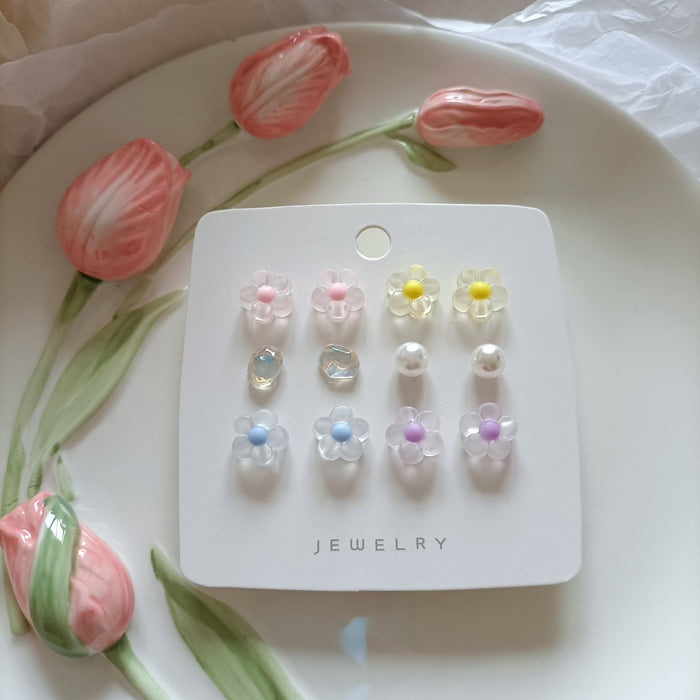 Wholesale Acrylic Love Pearl Flower Set Earrings JDC-ES-MISUI010