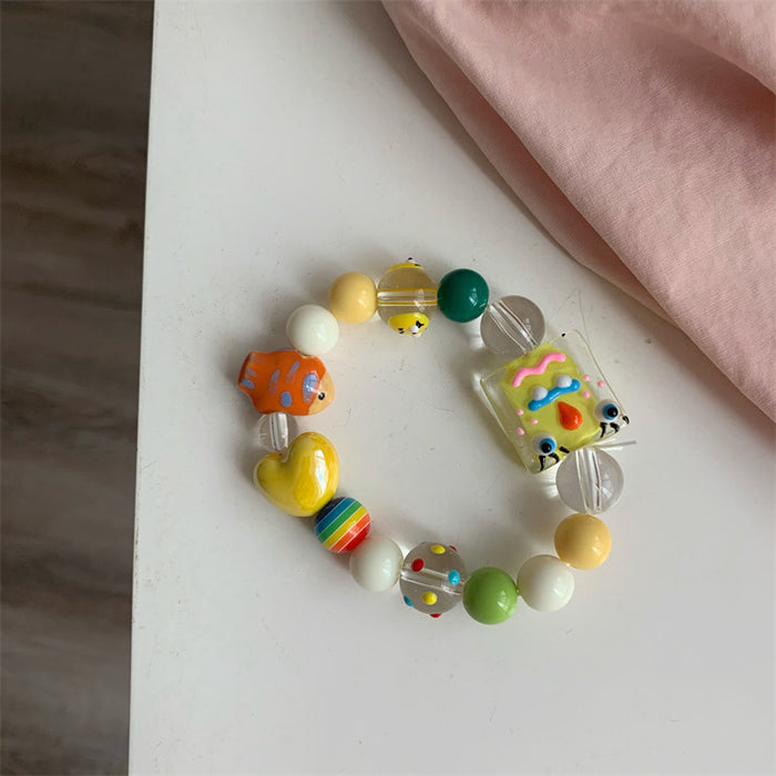 Wholesale Cartoon Little Monster Colorful Beaded Ceramic Bracelet JDC-BT-YQ002