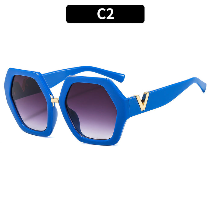 Wholesale plain makeup sunglasses with irregular large frame JDC-SG-XIa024