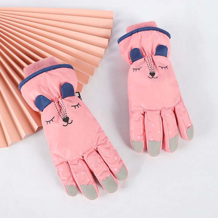 Wholesale Gloves Acrylic Cartoon Kids Waterproof Palm Non-slip Touch Screen Riding Skiing MOQ≥2 JDC-GS-ShengD003