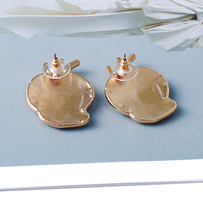 Wholesale cartoon earrings with diamonds asymmetric drip oil JDC-ES-LIUM054
