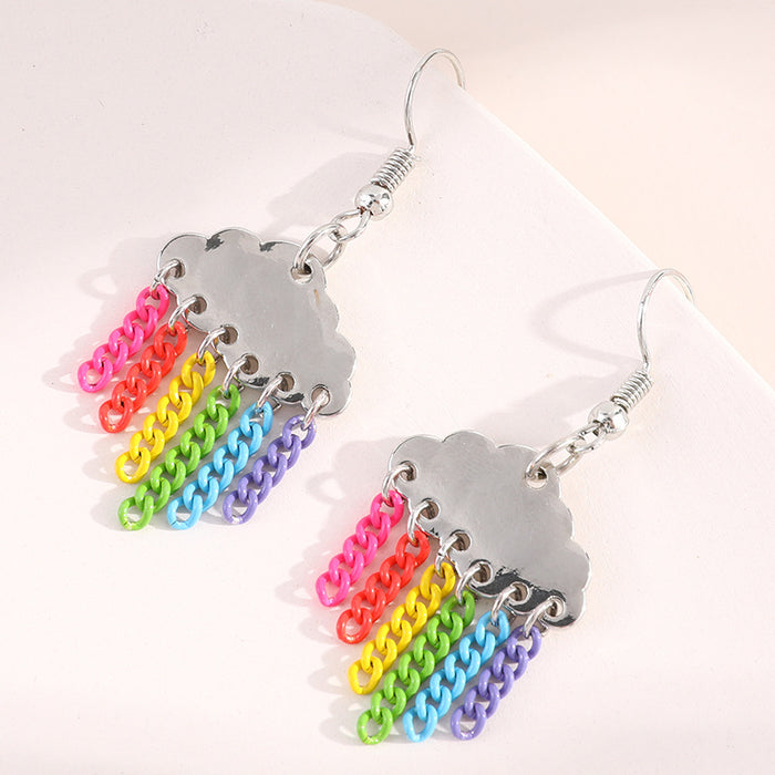 Wholesale Cloud Rainbow Tassel Earrings JDC-ES- zhongyi014