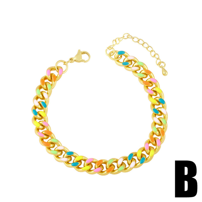 Wholesale Boho Bracelet Women Color Drop Oil Cuban Chain JDC-BT-AS149