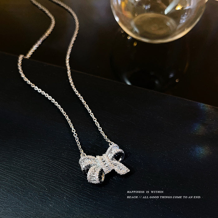 Wholesale Necklaces Titanium Steel Bow Necklaces MOQ≥2 JDC-NE-YinS35