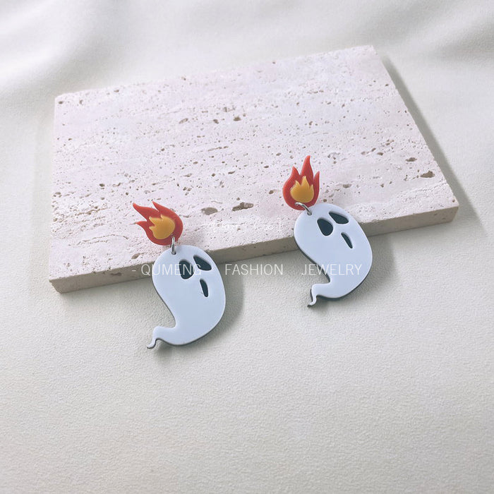 Wholesale Earrings Halloween Acrylic Ghost Flame Imp MOQ≥2 JDC-ES-MOSHU033