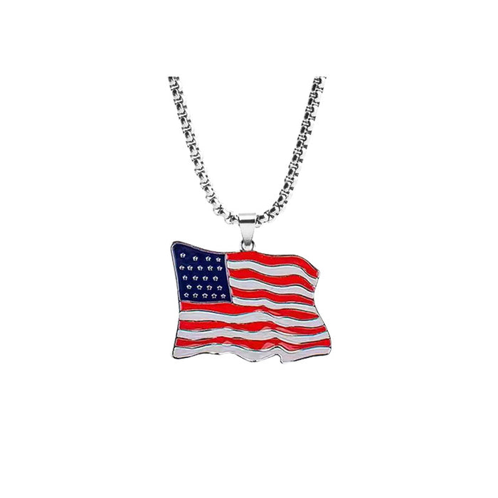 Wholesale 4th of July Alloy Set Jewelry Independence Day Flag Necklace JDC-NE-XunO036
