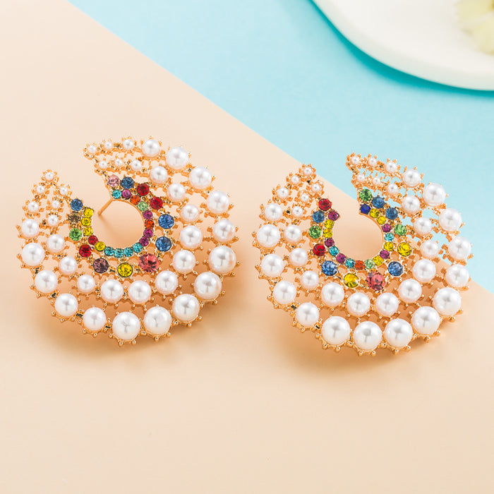 Jewelry WholesaleWholesale alloy set colored diamond pearl earrings women JDC-ES-hemin038 Earrings 和鸣 %variant_option1% %variant_option2% %variant_option3%  Factory Price JoyasDeChina Joyas De China