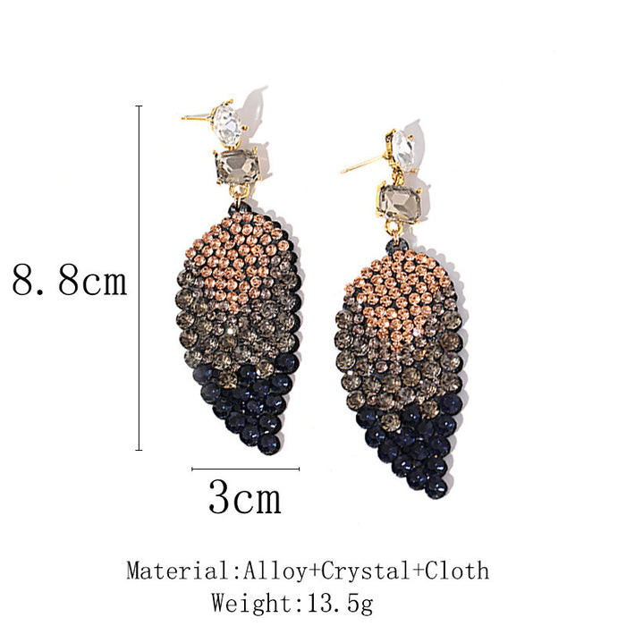 Wholesale Earrings Alloy Crystal Full Diamond Leaves JDC-ES-GuTe022