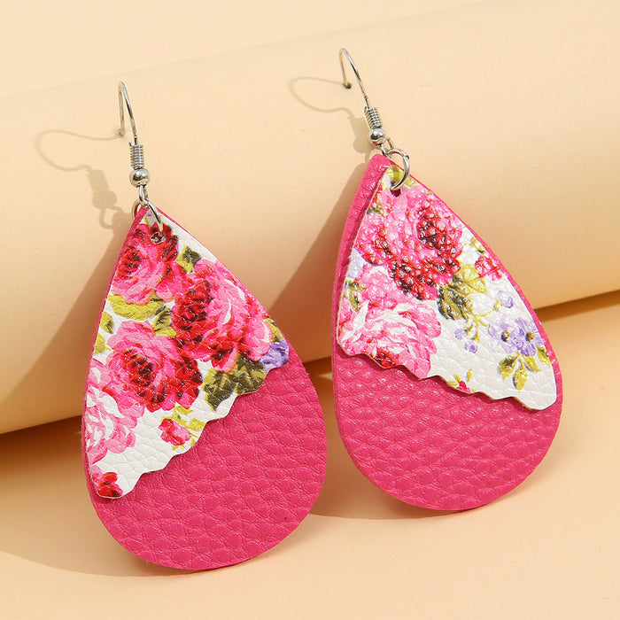 Wholesale Lychee Water Drop Wave Feature Leather Earrings MOQ≥2 JDC-ES-Miaos007