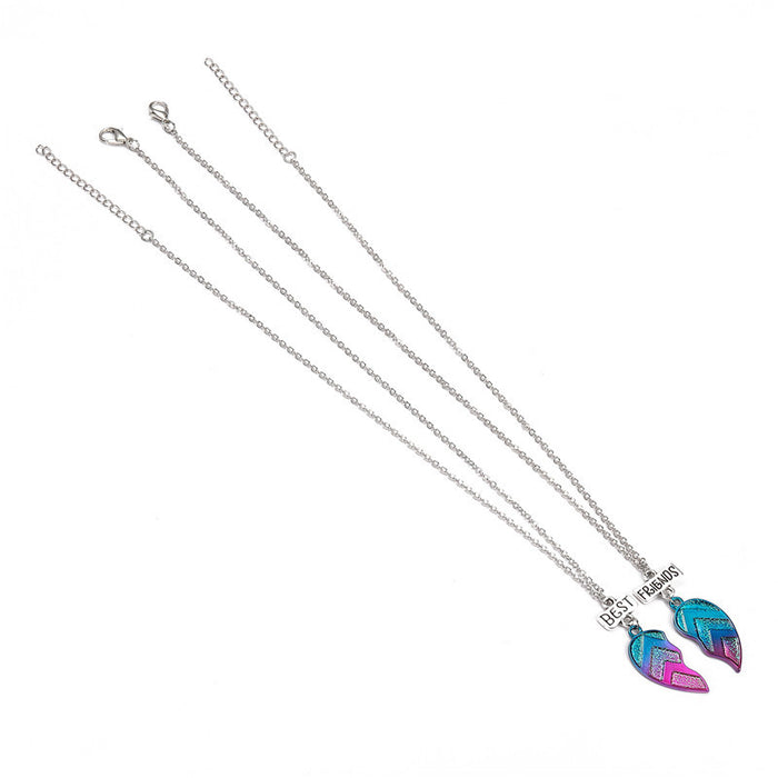 Wholesale Necklace Alloy Enamel Heart Stitching Gradient Color Kids Necklace Set JDC-NE-ZhuoM008