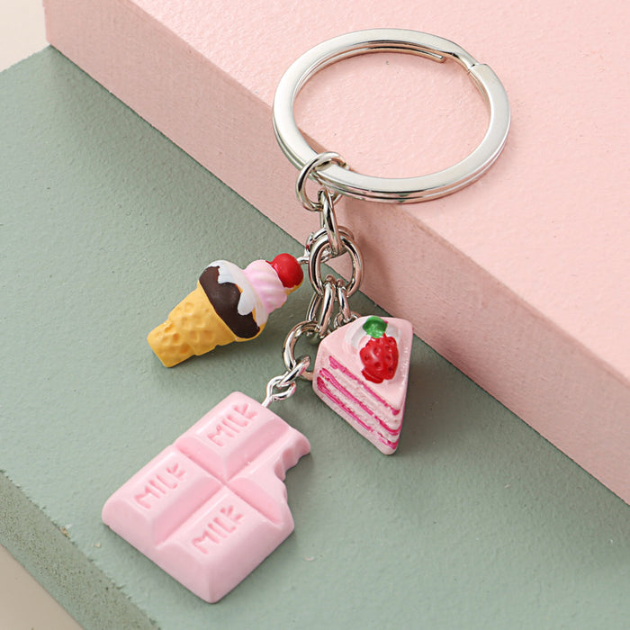 Wholesale Resin Simulation Notched Keychain Pink JDC-KC-XiangH008