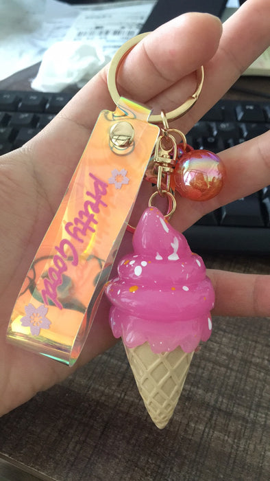 Wholesale Keychains Resin Cute Ice Cream With Lights JDC-KC-WAN036