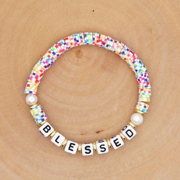 Wholesale Acrylic Letter Beads Clay Beaded Bracelet JDC-BT-Yuxz003