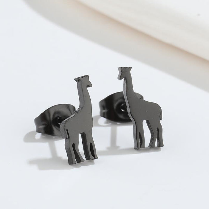 Wholesale Earrings Titanium Steel Cute Giraffe Stud Earrings JDC-ES-JS013