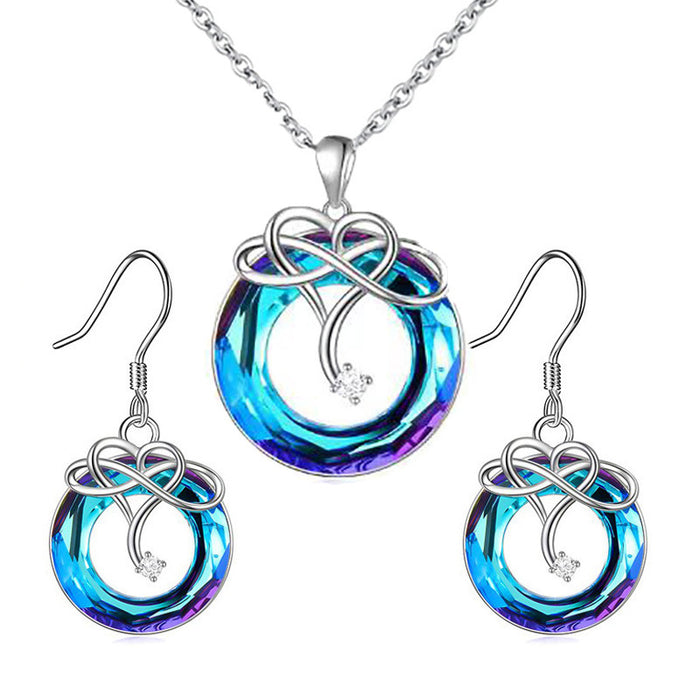 Wholesale Round Love Eternity Necklace Earrings Set JDC-ES-ZiB025