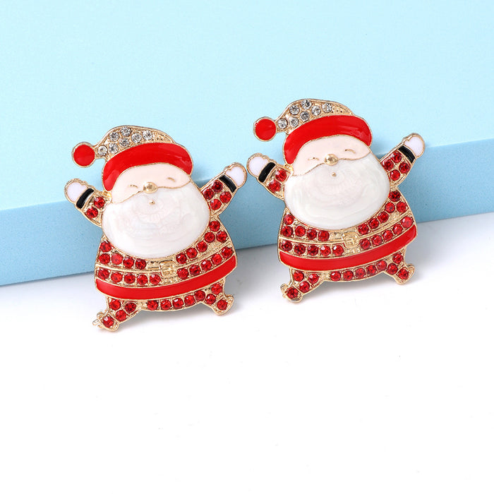 Wholesale Earrings Alloy Diamonds Christmas Santa Claus JDC-ES-JJ329
