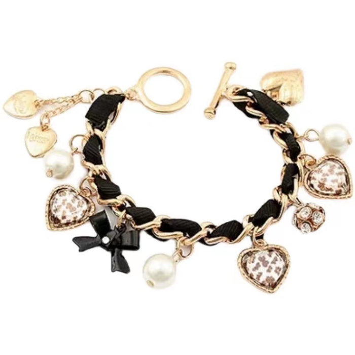 Wholesale metal versatile pearl love leopard bow multi-element personality temperament bracelet JDC-BT-WY134