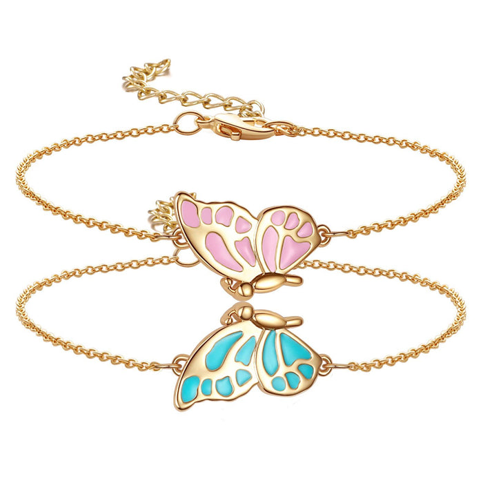 Wholesale Bracelets Alloy Butterfly Friendship Bestie Couple MOQ≥5 JDC-BT-ShiC004