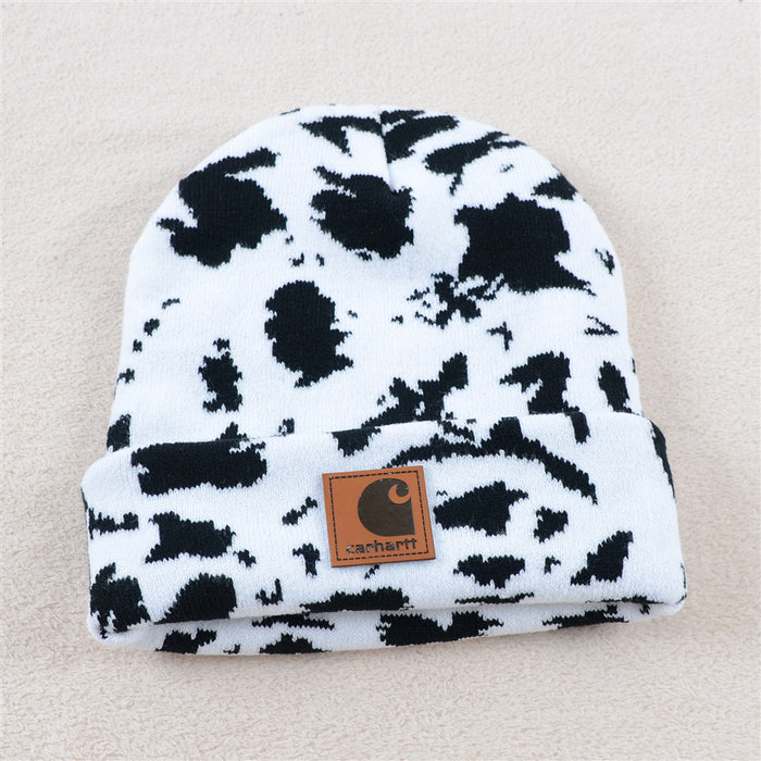 Wholesale Hat Cotton Cow Pattern Knit Hat Double Layer MOQ≥2 (F) JDC-FH-KuT003