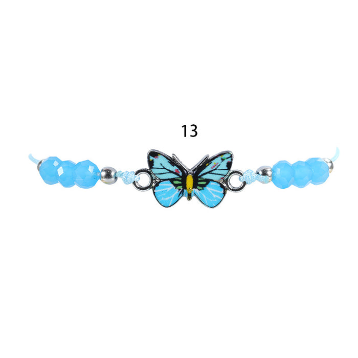 Brazalete de mariposa colorida con cuentas de cristal al por mayor jdc-bt-yiye025