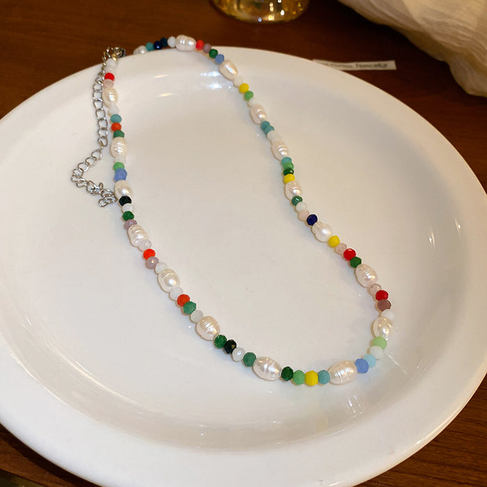 Collar de cristal de perlas de agua dulce vintage al por mayor jdc-ne-by073