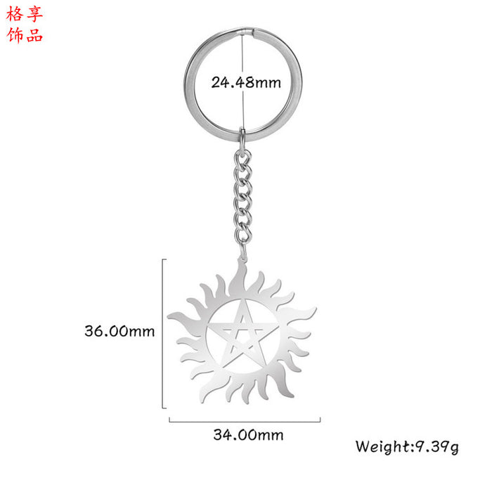 Wholesale Keychain Stainless Steel Sun Flame Pendant MOQ≥2 JDC-KC-GEXA005