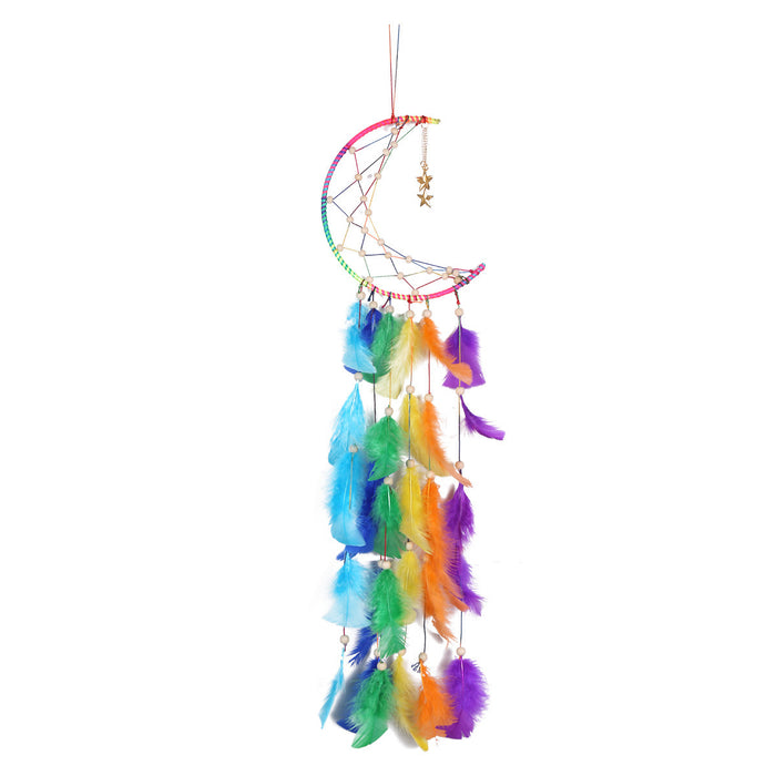 Wholesale Dream Catcher Feather Colorful Crescent Pendant MOQ≥2 JDC-DC-ShanX002
