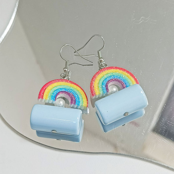 Wholesale S925 Silver Rainbow Acrylic Earrings JDC-ES-MISUI004