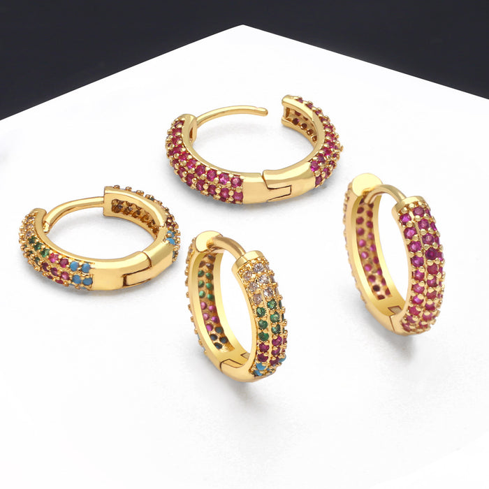 Wholesale Earrings Copper Plated 18K Gold Zircon Color JDC-PREMAS-ES-014