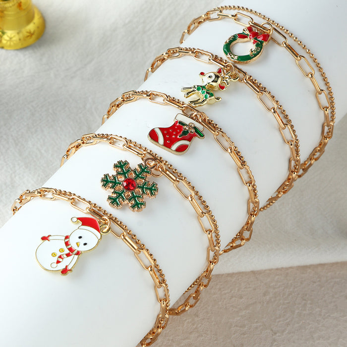 Wholesale Bracelet Christmas Alloy Chain Electroplating Ornaments JDC-BT-NZ068
