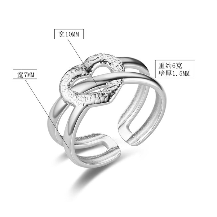 Wholesale Rings Titanium Steel Open Heart JDC-RS-JYS008