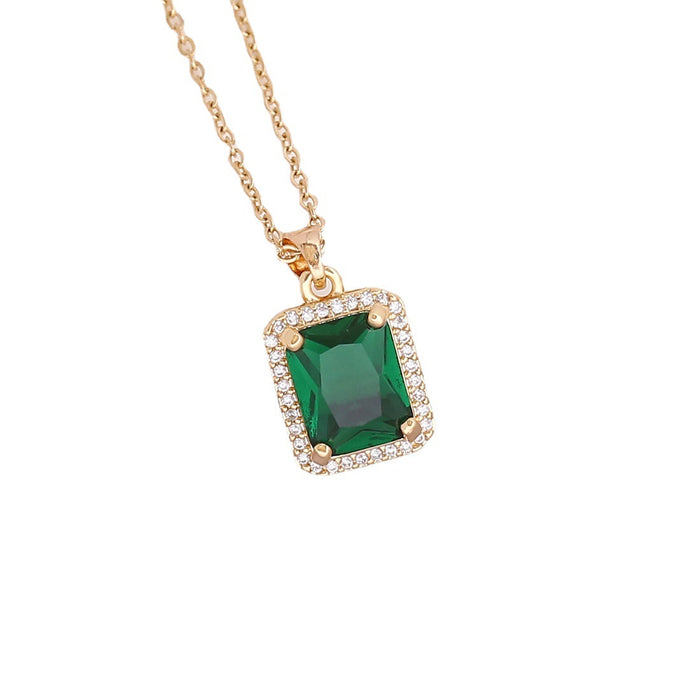 Wholesale Necklaces Zircon Square Emerald Copper Earrings JDC-NE-PREMBINM005