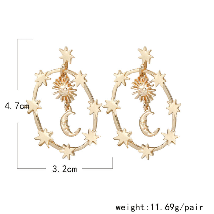 Wholesale Earrings Alloy Sun Star Moon Pendant Earrings MOQ≥2 JDC-ES-Yida016