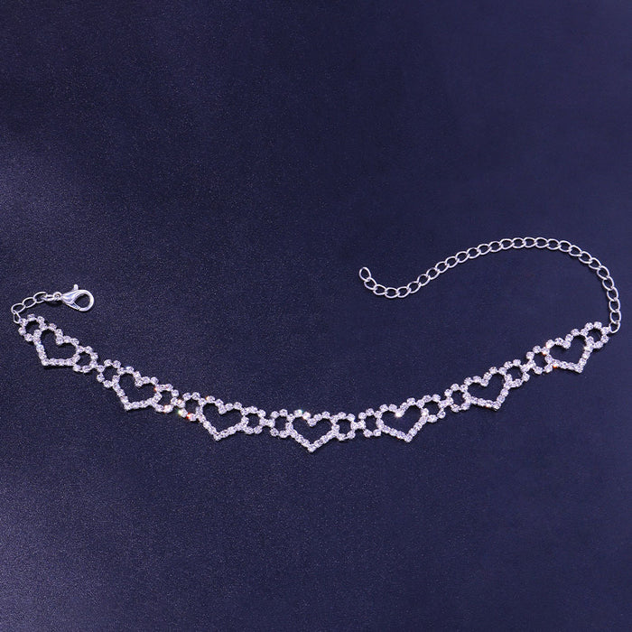 Wholesale Hollow Love Anklet Shiny Small Hole Rhinestones JDC-AS-JLiang002