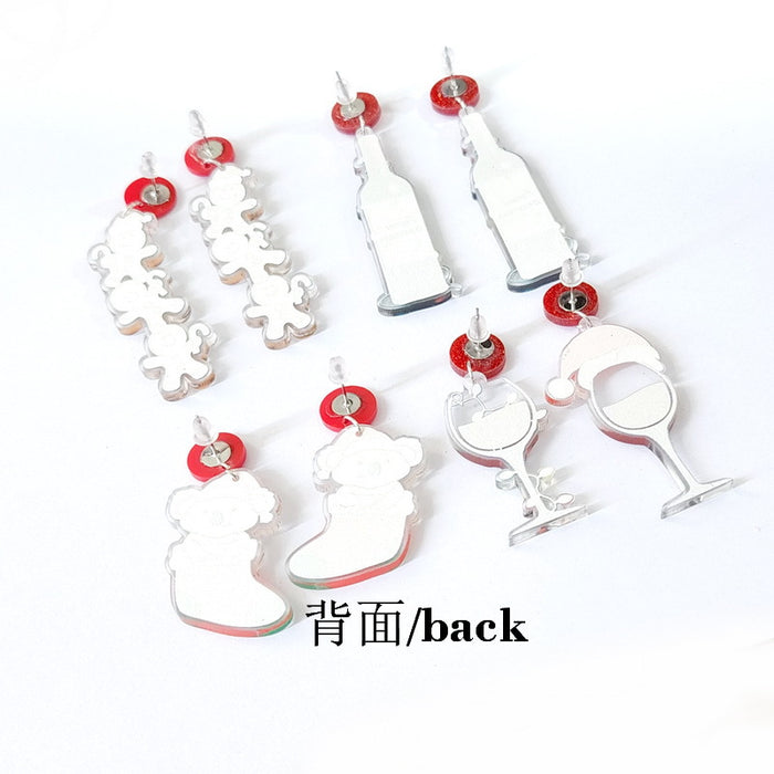 Wholesale Earrings Acrylic Christmas Socks Sloth Wine Glasses JDC-ES-Xuep065