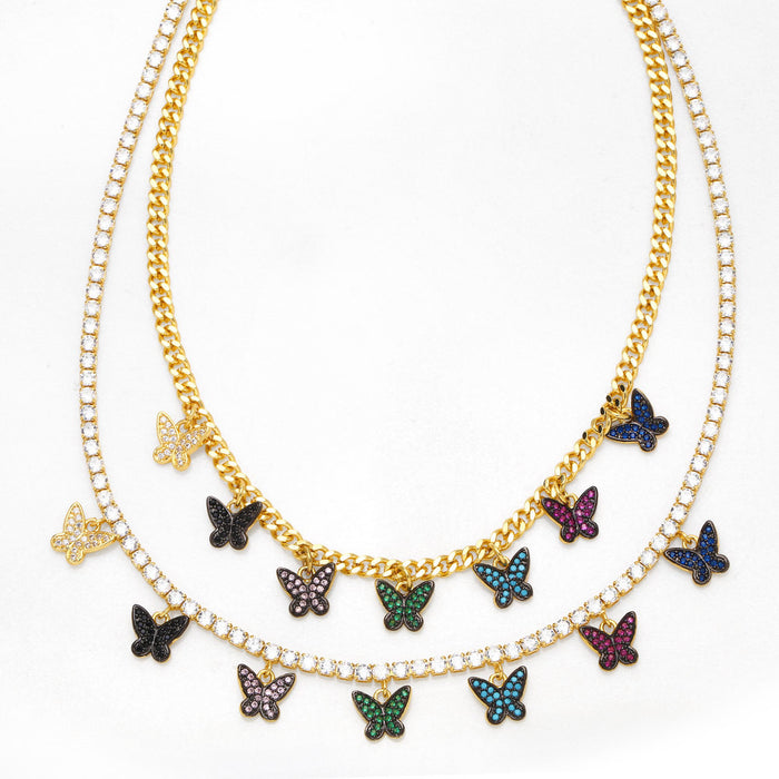Wholesale Necklaces Full Diamond Butterfly Sweater Chain JDC-NE-PREMAS016