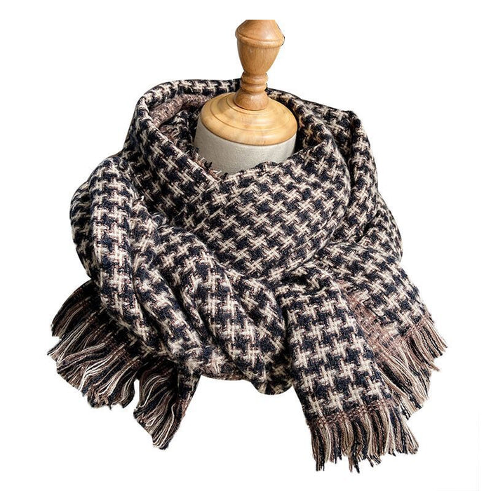 Wholesale Scarf Imitation Cashmere Winter Warm Cold Wind Resistant Plaid JDC-SF-Chand010