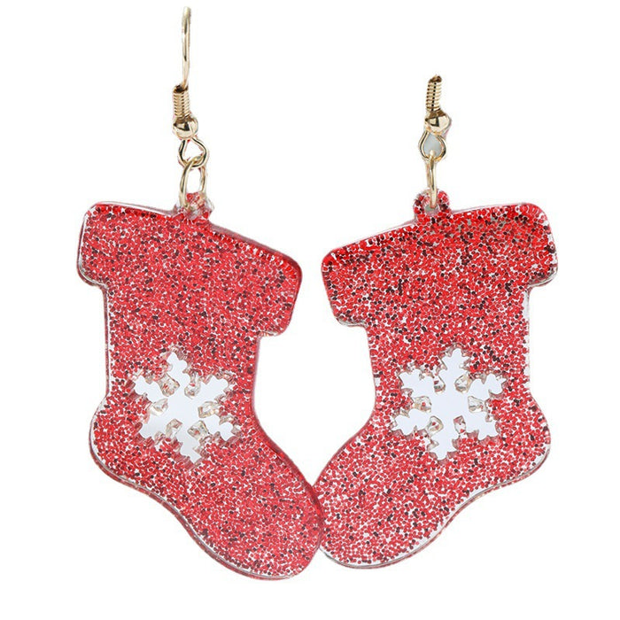Wholesale Earrings Acrylic Christmas Colorful Boots Snowflake Shape JDC-ES-ABL006