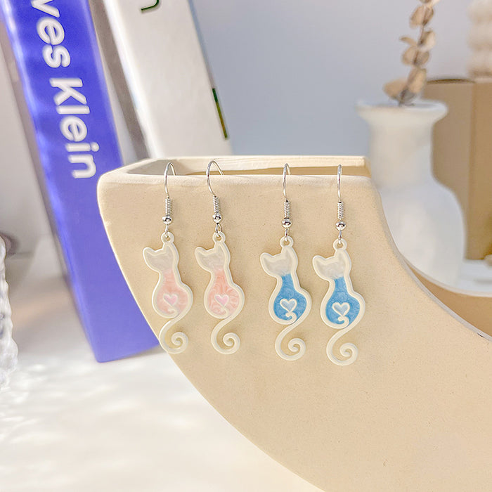 Wholesale Earring Alloy Cute Cartoon Color Matching Cat JDC-ES-MDD052