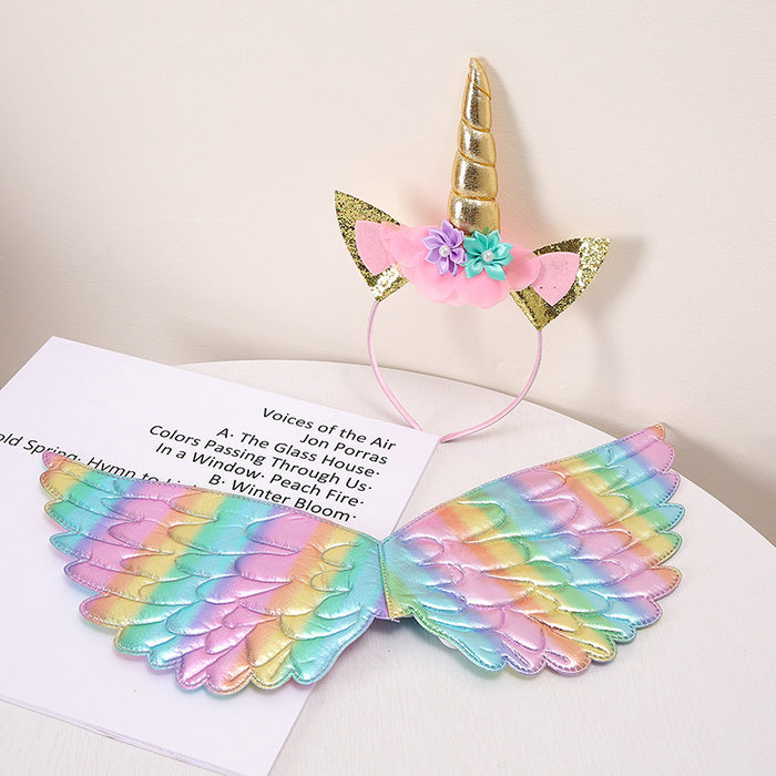 En gros de sept ailes d'ange colorées enfants belles anniversaire ailes accessoires moq≥3 jdc-hd-hanshie006