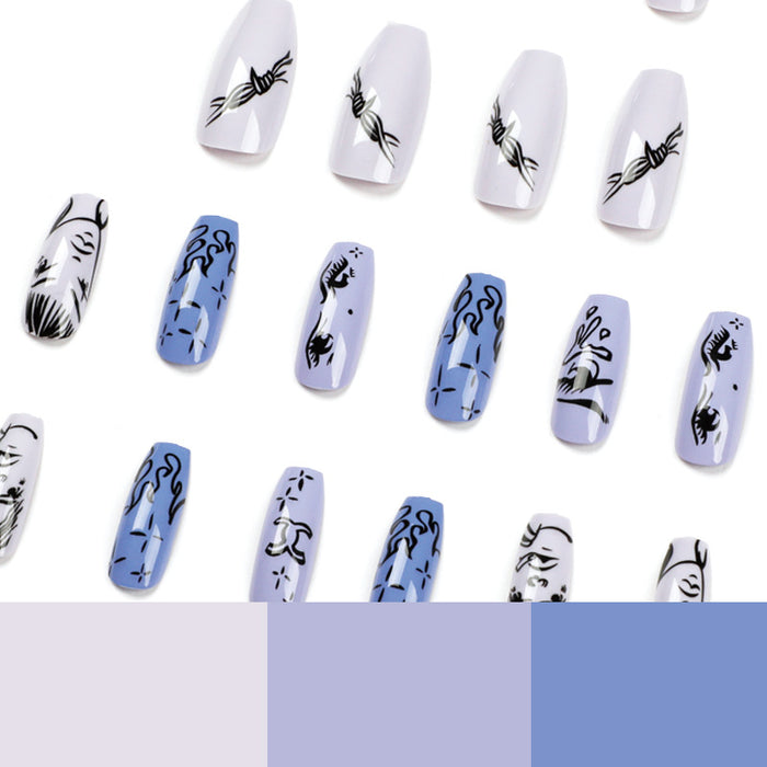 Patches de uñas al por mayor 24 piezas/caja de anime púrpura pintada a mano MOQ≥3 jdc-ns-lfan037